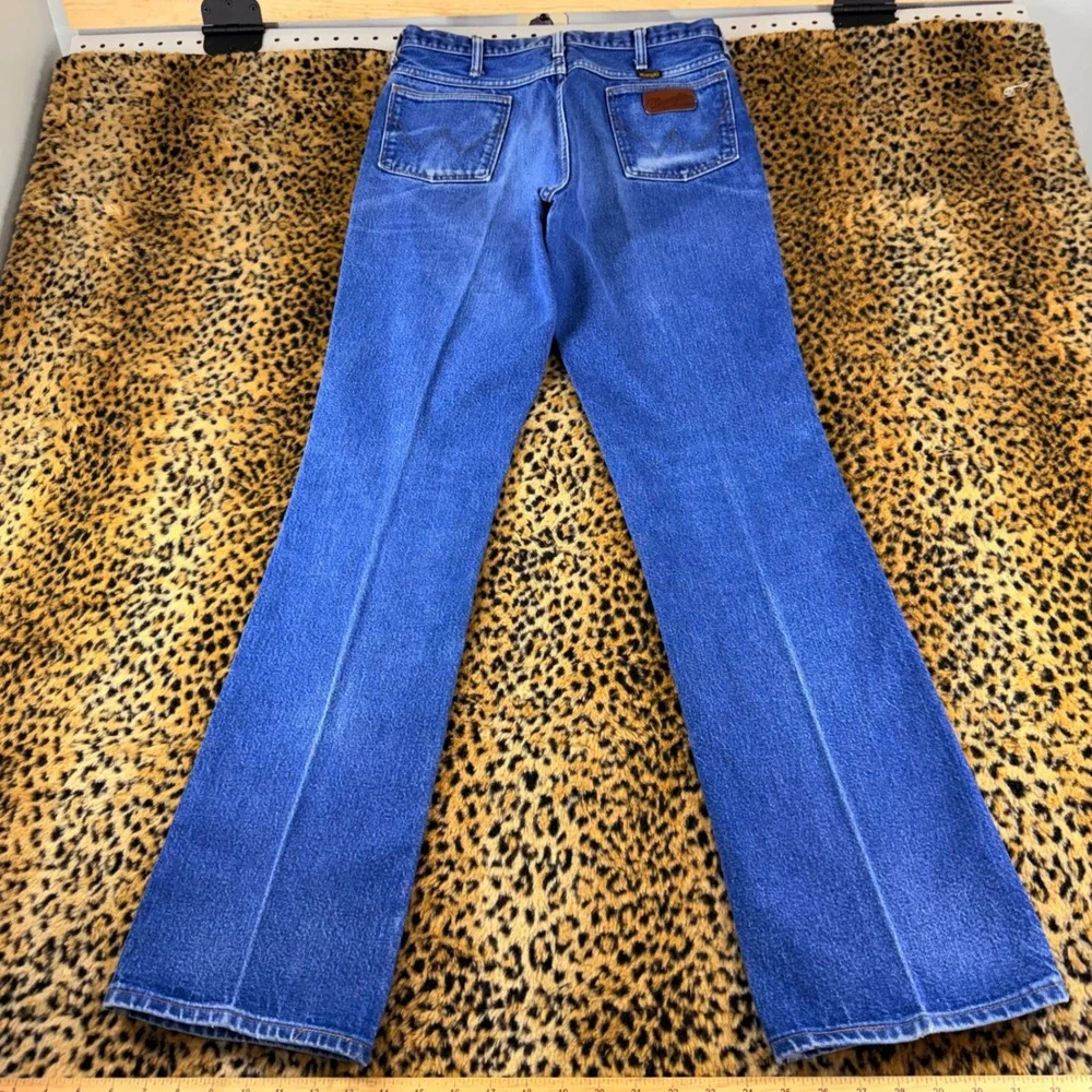 Vintage 80s Wrangler 945Nav Cowboy Cut Bootcut Denim Blue Jeans 34x36 USA Made